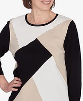 Alfred Dunner Petite Classics Colorblock Beaded Sweater