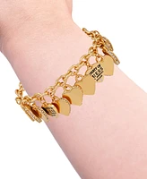 Guess Gold-Tone Pave & Logo Heart Charm Bracelet