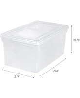 Iris Usa File Box File Organizer Plastic File Box w/ Hinged Latching Lid for Letter/Legal File, Bpa-Free Plastic Storage Bin Tote Organizer, Stackable