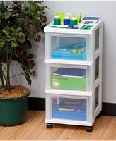 Iris Usa 3 Drawer Rolling Storage Cart with Organizer Top, White