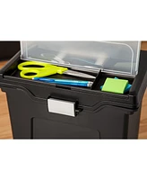 Iris Letter Size Portable File Box with Organizer Lid, Black