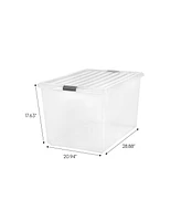 Iris 3 Pack 144qt Large Clear View Plastic Storage Bin with Lid and Secure Latching Buckles