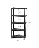 Iris Usa 5-Tier Shelving Unit, 73" Fixed Height, Large Storage Organizer Shelf for Home, Garage, Basement, Shed and Laundry Room, 36"L x 18"W x 73"H,