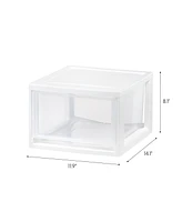 Iris 3 Pack 15qt Stackable Plastic Storage Drawers, White