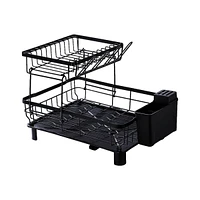 2-Tier Detachable Dish Drying Rack Stainless Steel Rack with Cutlery Box and Cup Holder
