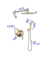 Boyel Living 5-Spray Patterns with 2.35 Gpm 12 in. Wall Mount Dual Shower Heads Valve Included