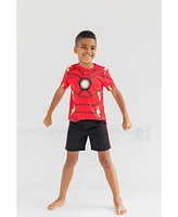 Marvel Little Boys Avengers Captain America Iron Man Venom Hulk Cosplay Athletic T-Shirt and Shorts Outfit Set to