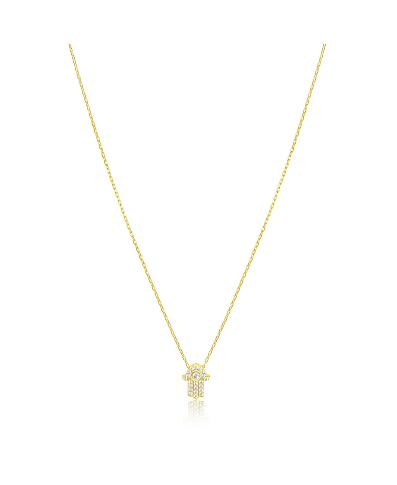 Etoielle Yellow Gold Tone Pave Hamsa Hand Necklace