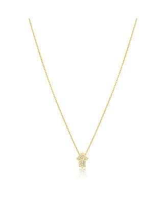 Etoielle Yellow Gold Tone Pave Hamsa Hand Necklace