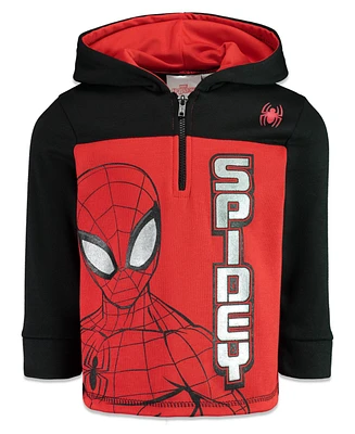 Marvel Big Boys Spider-Man Spider-Verse Avengers Hulk Black Panther Miles Morales Fleece Half Zip Hoodie to