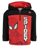 Marvel Big Boys Spider-Man Spider-Verse Avengers Hulk Black Panther Miles Morales Fleece Half Zip Hoodie to