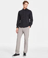 Alfani Men's Classic-Fit Heathered Jersey-Knit Button-Down Shirt, Created for Macy's