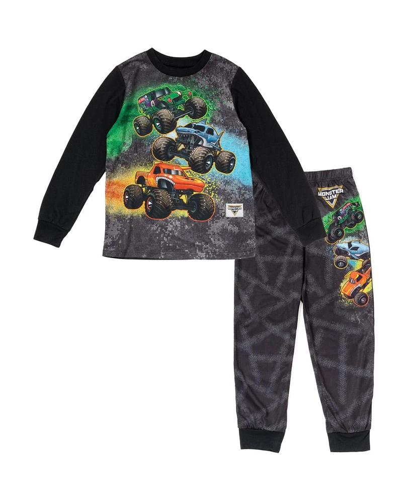 Monster Jam Toddler Boys Pullover Pajama Shirt and Pants Sleep Set to Grave Digger El Toro Loco Megalodon