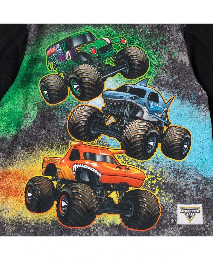 Monster Jam Toddler Boys Pullover Pajama Shirt and Pants Sleep Set to Grave Digger El Toro Loco Megalodon