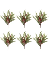 Slickblue Pine and Berry Spray for Festive Holiday Decor (Set of 6)