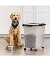 Iris Usa 50 Lbs / 65 Qt WeatherPro Airtight Pet Food Storage Container with Removable Casters, for Dog Cat Bird and other Pet Food Storage Bin, Keep F