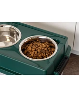 Iris Remington 47lbs/45qt Large Elevated Dog Food Bowl with Airtight Pet Food Storage Container, Green