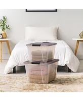 Iris Usa 53 Quart Stack & Pull Clear Storage Box, Gray, 5 Pack
