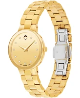 Movado Women's Sapphire Swiss Quartz Yellow Pvd Diamond Accent Watch 28mm