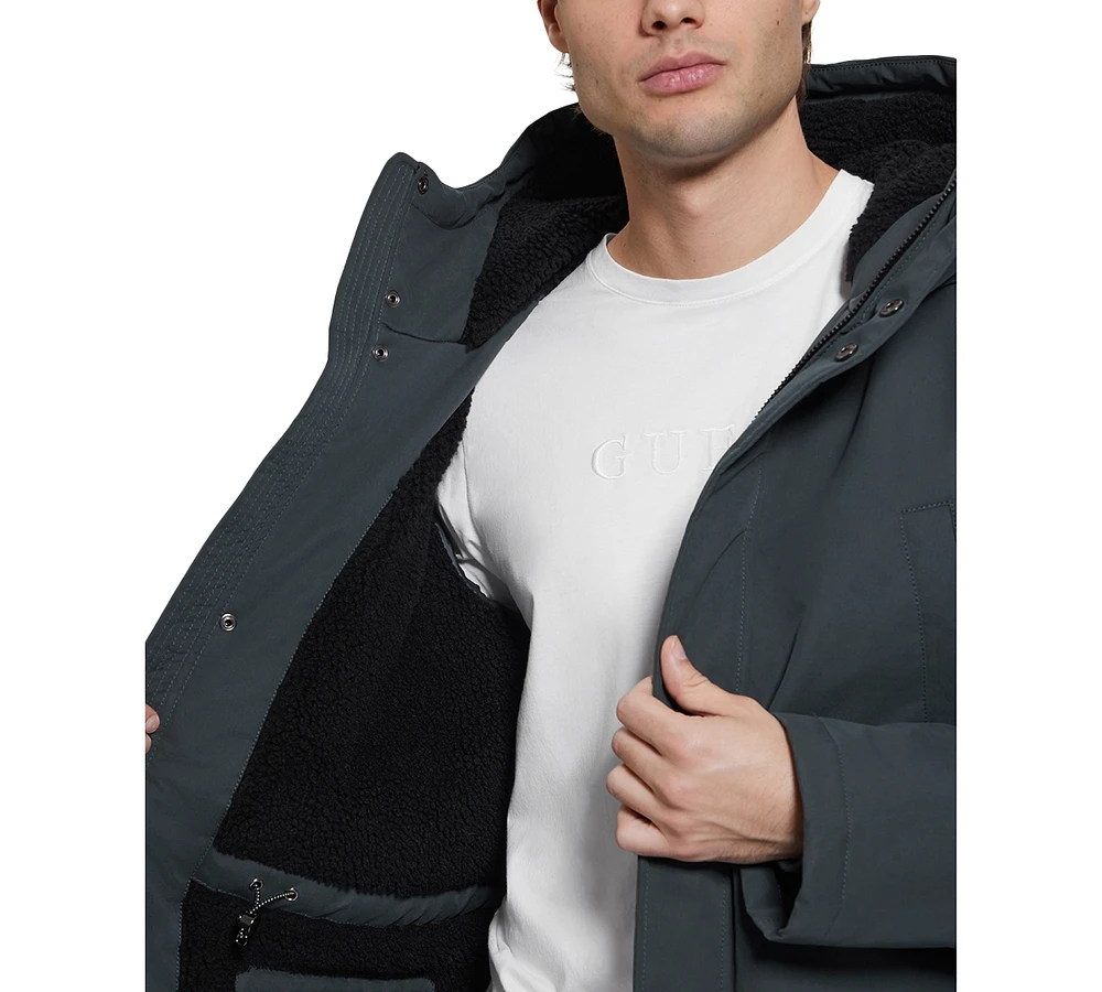 Guess Men's Lawrence Sherpa Lined Three Quarter Parka Coat