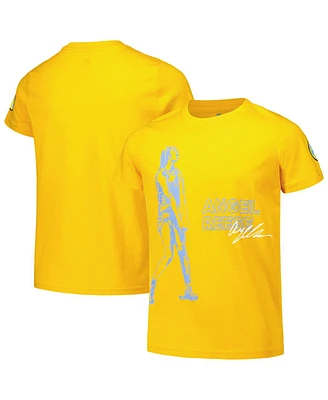 Round21 Big Boys and Girls Angel Reese Yellow Chicago Sky Player T-Shirt