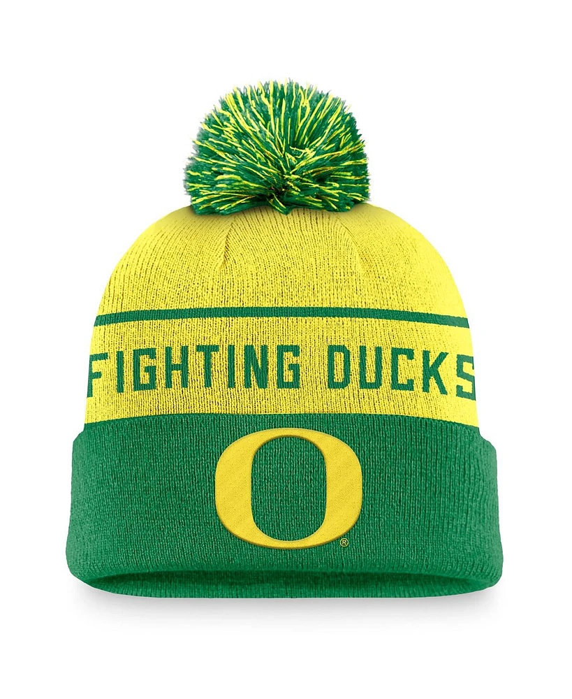 Nike Men's Yellow/Green Oregon Ducks Local Peak Cuffed Knit Hat with Pom