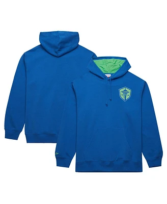 Mitchell & Ness Men's Blue Seattle Sounders Fc Crest Fleece Pullover Hoodie