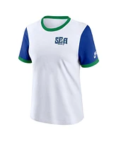 Nike Women's White/Royal Seattle Seahawks Rewind Ringer T-Shirt