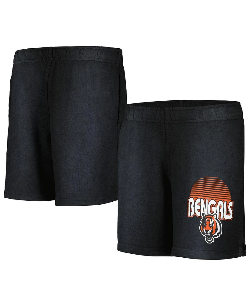 Outerstuff Big Boys and Girls Black Cincinnati Bengals Beach Bum Sun-Bleached French Terry Shorts