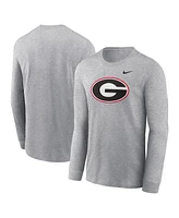 Nike Men's Heather Gray Georgia Bulldogs Primary Logo Long Sleeve T-Shirt