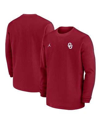 Jordan Men's Crimson Oklahoma Sooners 2024 Sideline Coaches Long Sleeve Top