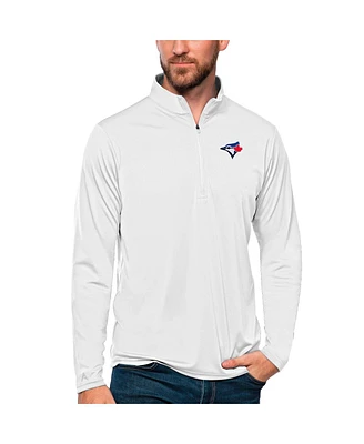 Antigua Men's White Toronto Blue Jays Tribute Quarter-Zip Pullover Top