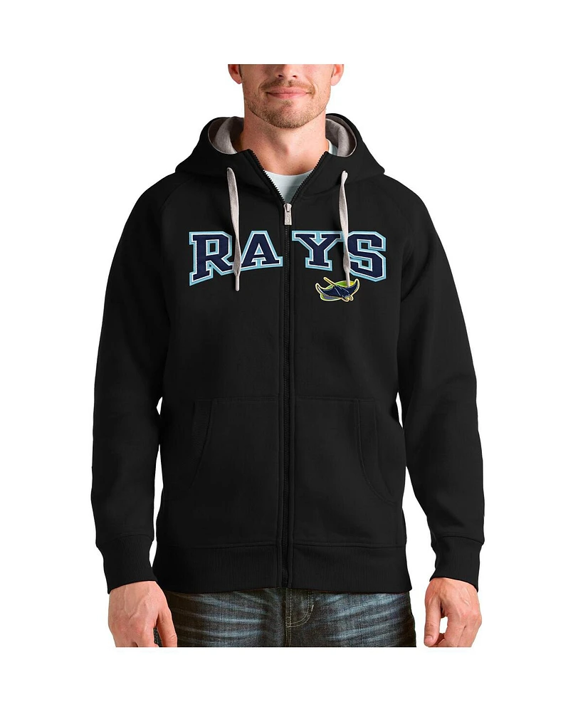 Antigua Men's Black Tampa Bay Rays Team Logo Victory Full-Zip Hoodie