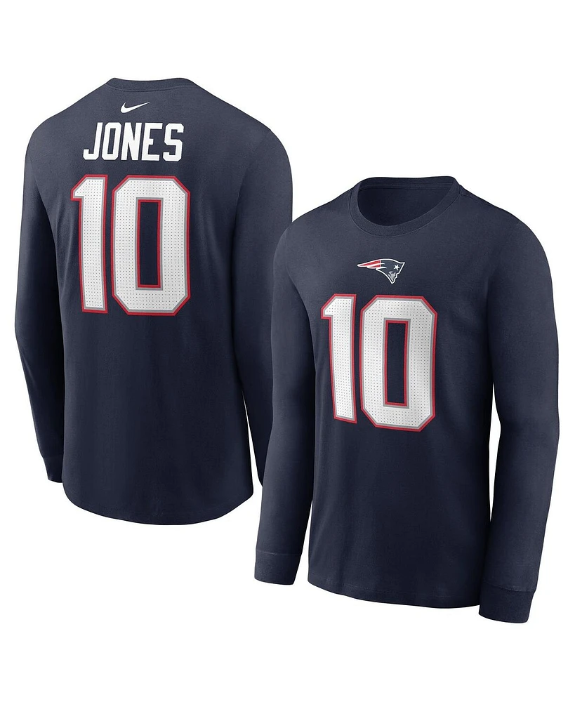 Nike Men's Mac Jones Navy New England Patriots Player Name Number Long Sleeve T-Shirt