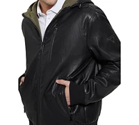 Guess Men's Gary Faux Leather Hooded Jacket