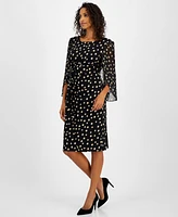 Connected Women's Printed Cape-Sleeve Sheath Dress