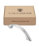 Cauldham 10 Pack Solid Kitchen Cabinet Arch Pulls Handles (3" Hole Centers) - Curved Drawer/Door Hardware - Style M243 - Satin Nickel