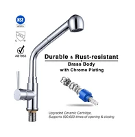 Yescom Stainless Steel Kitchen Sink Faucet Pull Out Dual Function Mixer Taps 1 Handle Long Neck