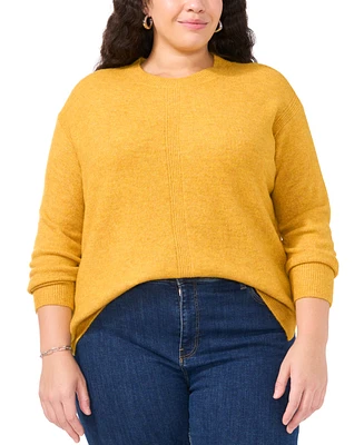 Vince Camuto Plus Ribbed-Front Crewneck Sweater