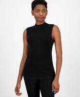 Tahari Asl Women's Shimmer Mock-Neck Sleeveless Top