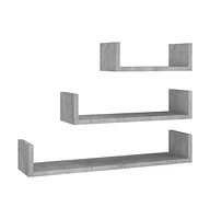 vidaXL Wall Display Shelf 3 pcs Concrete Gray Engineered Wood