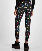 Planet Heart Juniors' Glitter Lightbulb-Print Holiday Leggings