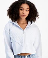 Self Esteem Women's Cropped Heart-Embroidered Hoodie