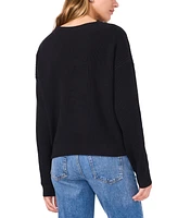 1.state Women's V-Neck Diagonal-Stitch Long-Sleeve Sweater