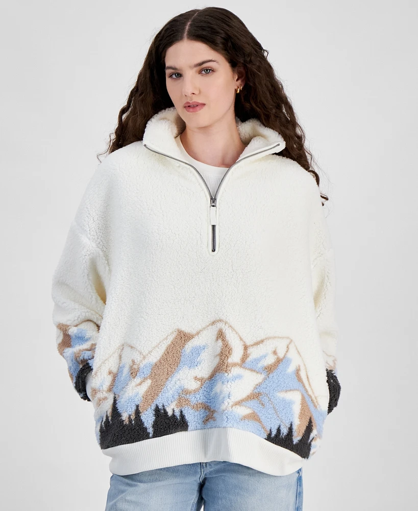 Hippie Rose Juniors' Sherpa Half-Zip Pullover