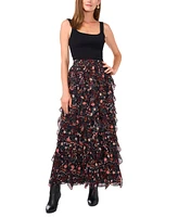 1.state Women's Ruffled Floral-Print Maxi Skirt