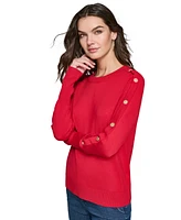 Karl Lagerfeld Paris Women's Button-Sleeve Sweater, Regular & Petite