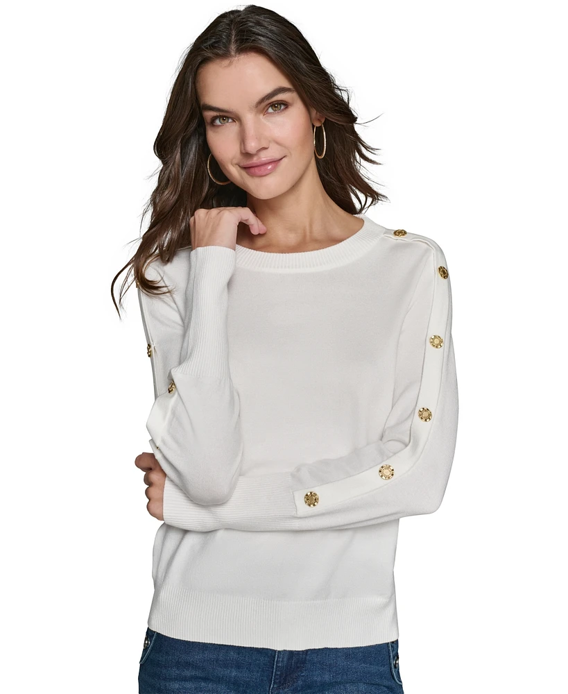 Karl Lagerfeld Paris Women's Button-Sleeve Sweater