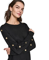 Karl Lagerfeld Paris Women's Button-Sleeve Sweater, Regular & Petite