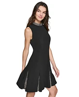 Karl Lagerfeld Paris Women's Rhinestone-Trim Pleated Dress